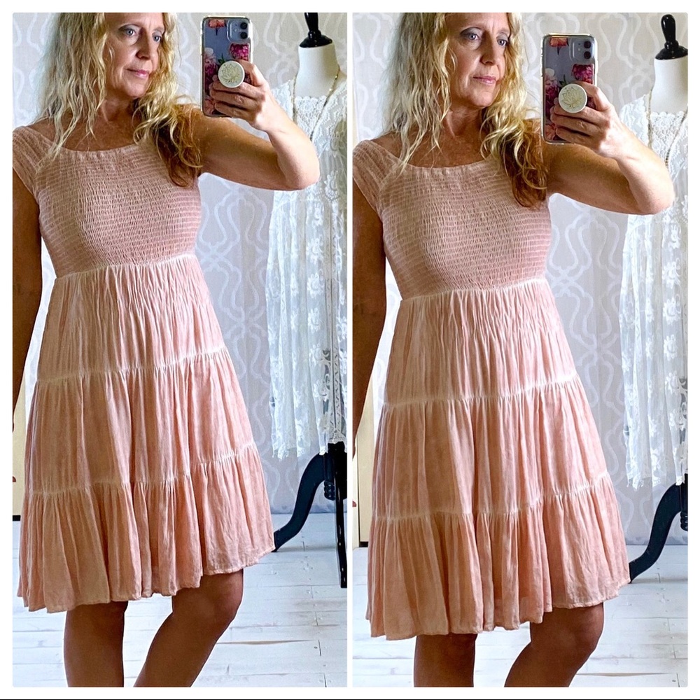 *CLEARANCE* Dusty Peach Mineral Washed Dress - Picture 12 of 15